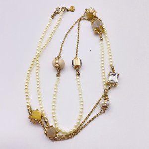 Loft Signed Faux Pearl Station Necklace Gold Tone Classic Career Cosplay LARP